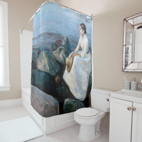 Edvard Munch _ Summer Night Inger on the Beach Shower Curtain