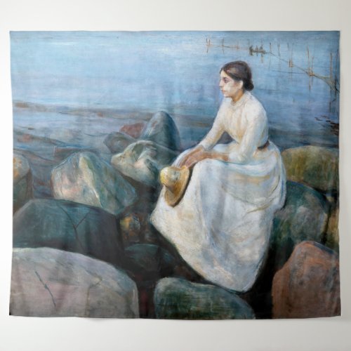 Edvard Munch _ Summer Night Inger on the Beach Tapestry