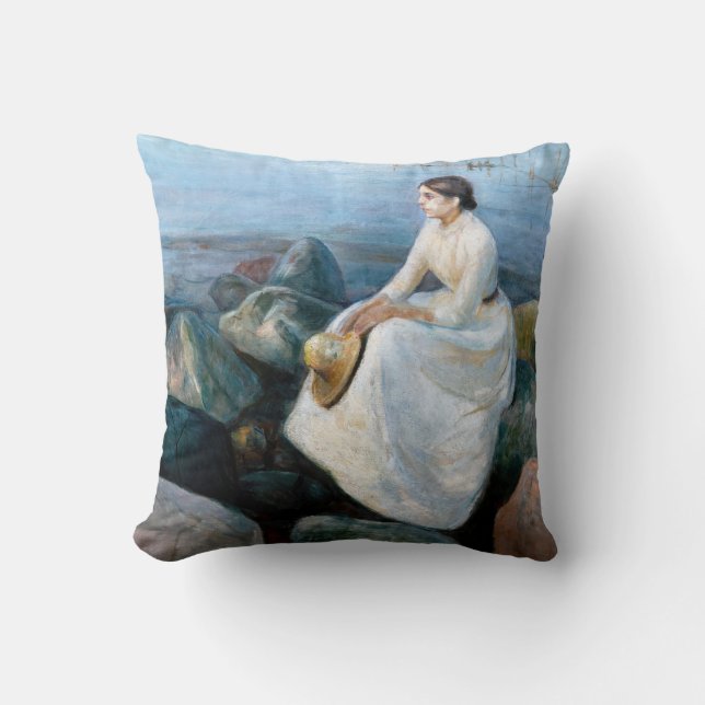 Edvard Munch - Summer Night, Inger on the Beach Throw Pillow (Front)