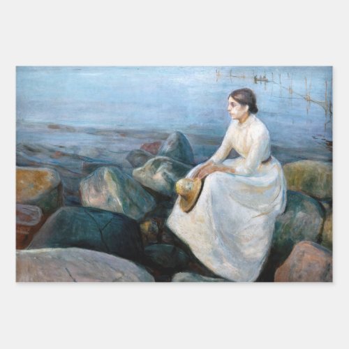 Edvard Munch _ Summer Night Inger on the Beach Wrapping Paper Sheets