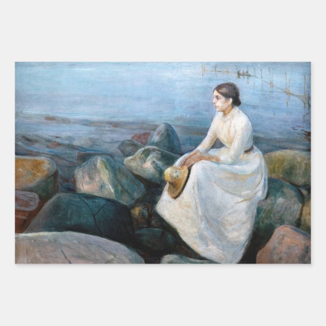 Edvard Munch - Summer Night, Inger on the Beach Wrapping Paper Sheets (Front)