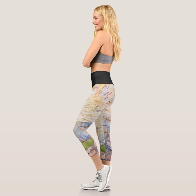 Edvard Munch Sunrise Art Nouveau Expressionism Capri Leggings (Left)