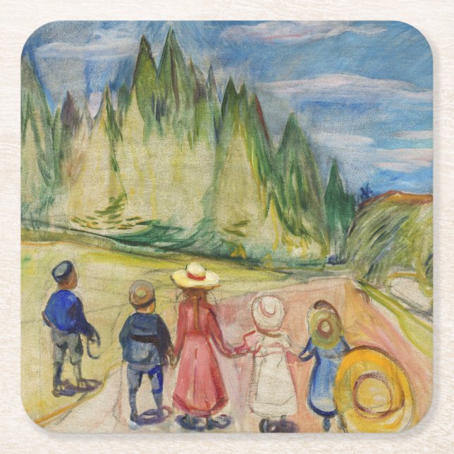 Edvard Munch - The Fairytale Forest Square Paper Coaster (Front)
