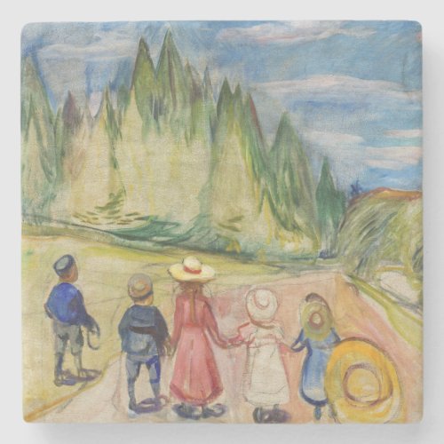 Edvard Munch _ The Fairytale Forest Stone Coaster