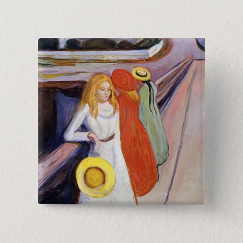 Edvard Munch _ The Girls on the Bridge 1901 Button