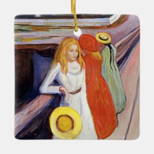 Edvard Munch _ The Girls on the Bridge 1901 Ceramic Ornament