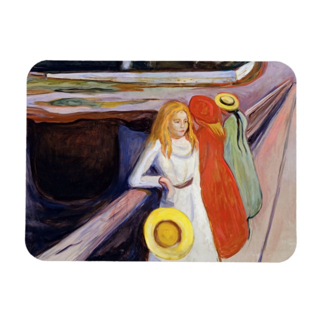 Edvard Munch - The Girls on the Bridge 1901 Magnet (Horizontal)