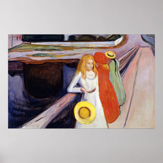Edvard Munch The Girls on the Bridge 1901 Poster Zazzle