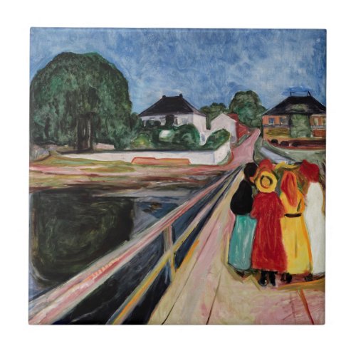Edvard Munch _ The Girls on the Bridge 1902 Ceramic Tile