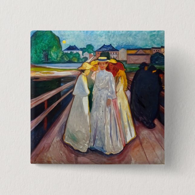 Edvard Munch - The Girls on the Bridge 1903 Button (Front)