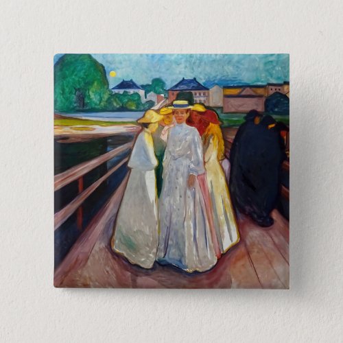 Edvard Munch _ The Girls on the Bridge 1903 Button