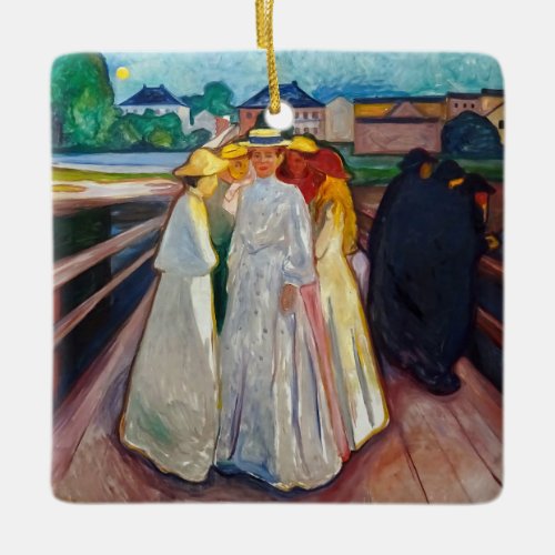 Edvard Munch _ The Girls on the Bridge 1903 Ceramic Ornament