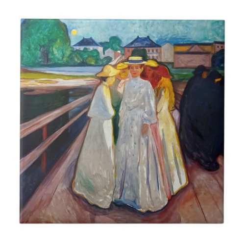 Edvard Munch _ The Girls on the Bridge 1903 Ceramic Tile