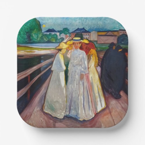 Edvard Munch _ The Girls on the Bridge 1903 Paper Plates
