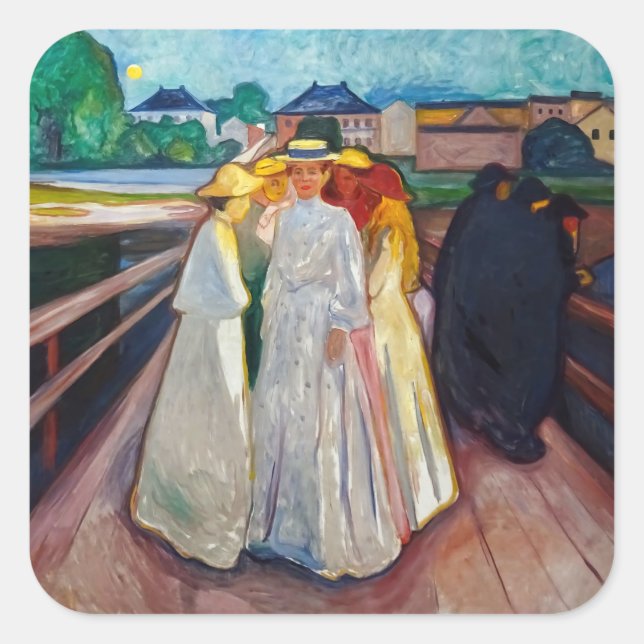 Edvard Munch - The Girls on the Bridge 1903 Square Sticker (Front)
