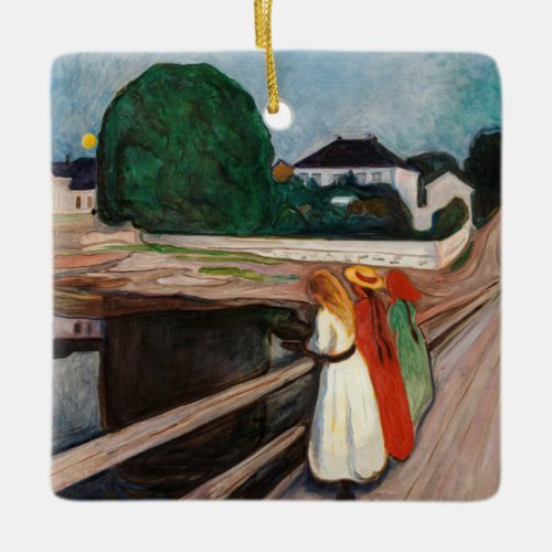 Edvard Munch _ The Girls on the Bridge Ceramic Ornament