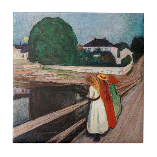 Edvard Munch - The Girls on the Bridge Ceramic Tile (Front)