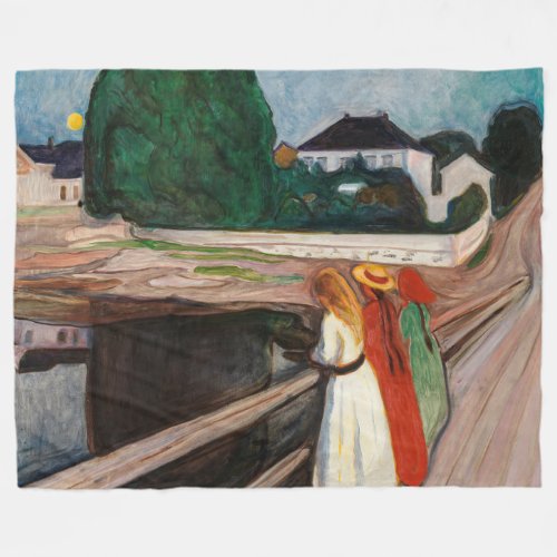 Edvard Munch _ The Girls on the Bridge Fleece Blanket