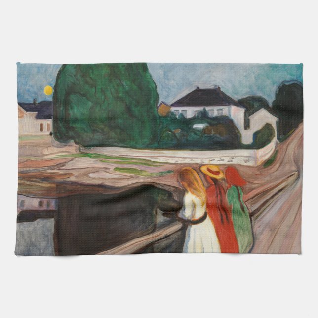 Edvard Munch - The Girls on the Bridge Kitchen Towel (Horizontal)