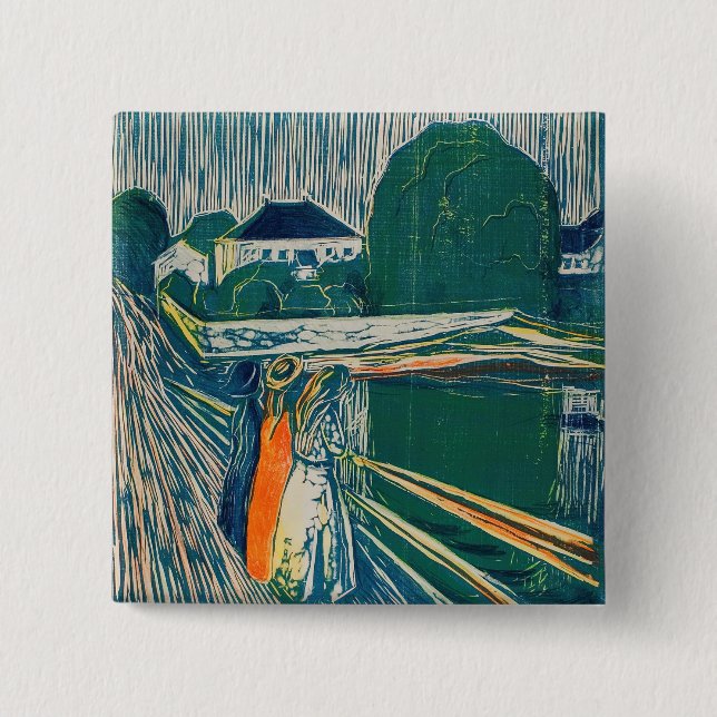 Edvard Munch - The Girls on the Bridge, Lithograph Button (Front)