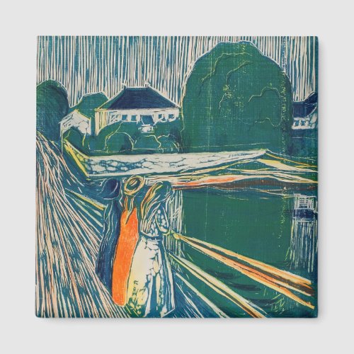 Edvard Munch _ The Girls on the Bridge Lithograph Magnet