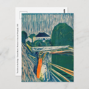 Edvard Munch - The Girls on the Bridge, Lithograph Postcard