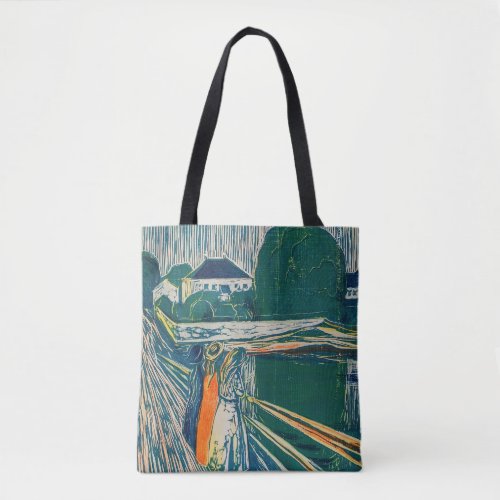 Edvard Munch _ The Girls on the Bridge Lithograph Tote Bag