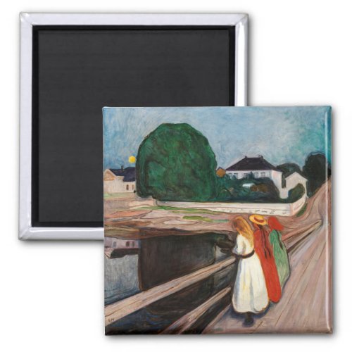 Edvard Munch _ The Girls on the Bridge Magnet
