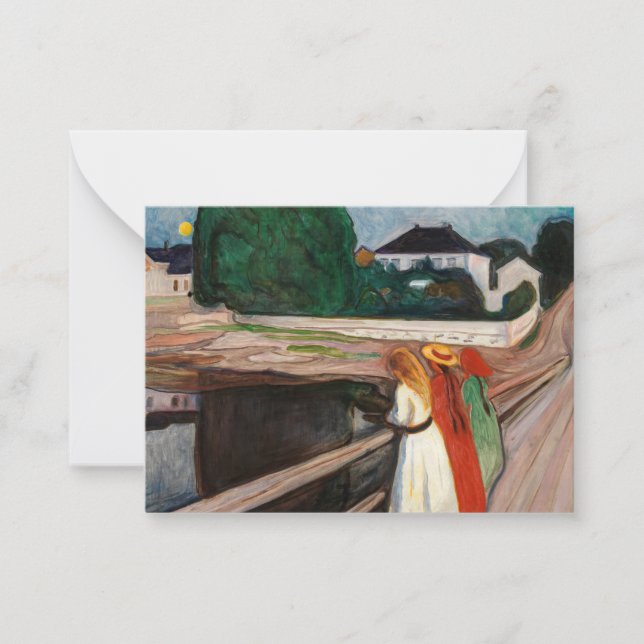 Edvard Munch - The Girls on the Bridge Note Card (Front)