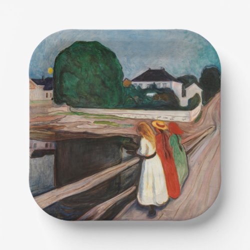 Edvard Munch _ The Girls on the Bridge Paper Plates