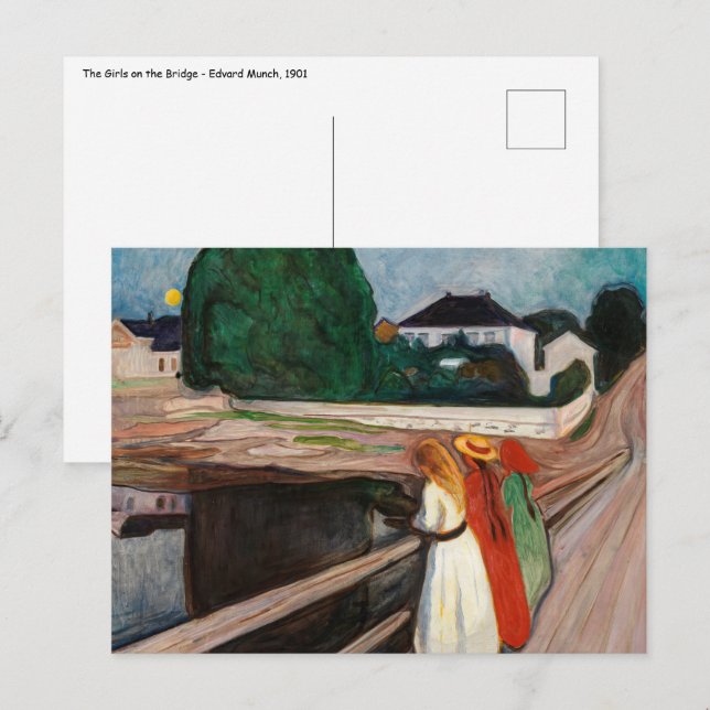 Edvard Munch - The Girls on the Bridge Postcard (Front/Back)