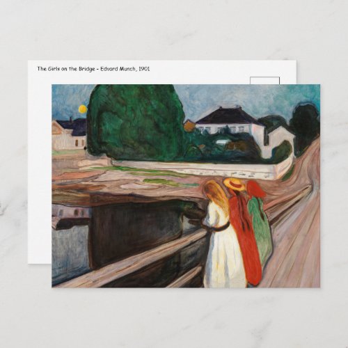 Edvard Munch _ The Girls on the Bridge Postcard