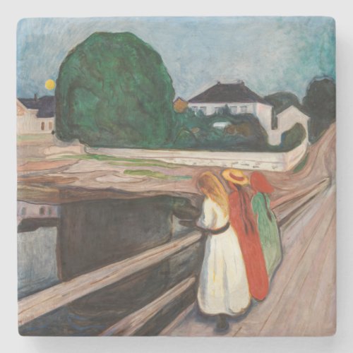 Edvard Munch _ The Girls on the Bridge Stone Coaster