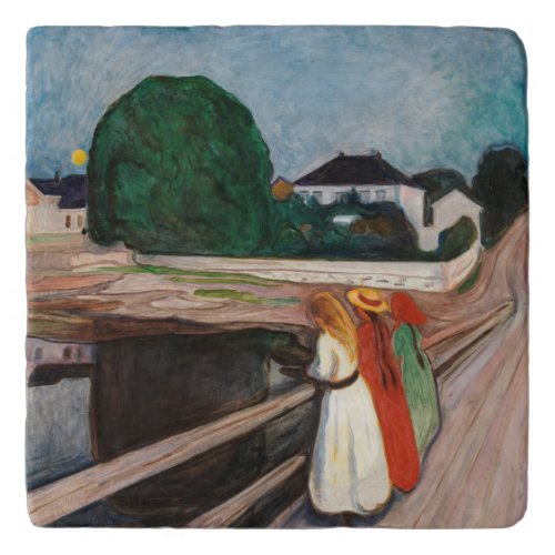 Edvard Munch _ The Girls on the Bridge Trivet