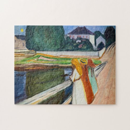 Edvard Munch _ The Girls on the Bridge White Night Jigsaw Puzzle