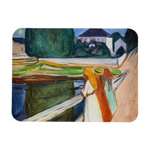 Edvard Munch _ The Girls on the Bridge White Night Magnet