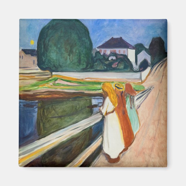 Edvard Munch - The Girls on the Bridge White Night Magnet (Front)