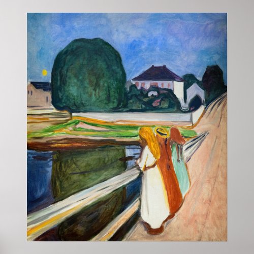 Edvard Munch _ The Girls on the Bridge White Night Poster