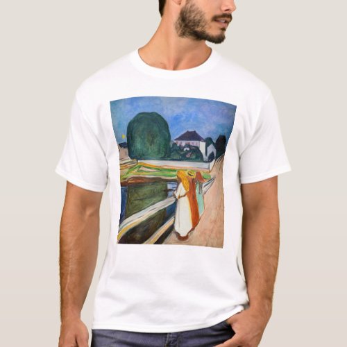 Edvard Munch _ The Girls on the Bridge White Night T_Shirt