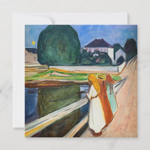 Edvard Munch _ The Girls on the Bridge White Night Thank You Card