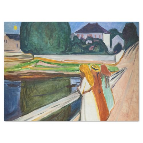 Edvard Munch _ The Girls on the Bridge White Night Tissue Paper