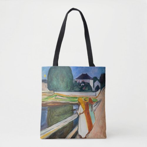 Edvard Munch _ The Girls on the Bridge White Night Tote Bag