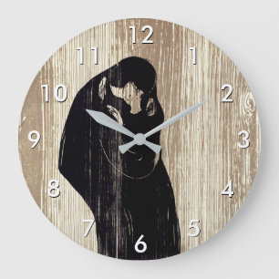 Edvard Munch - The Kiss IV Large Clock