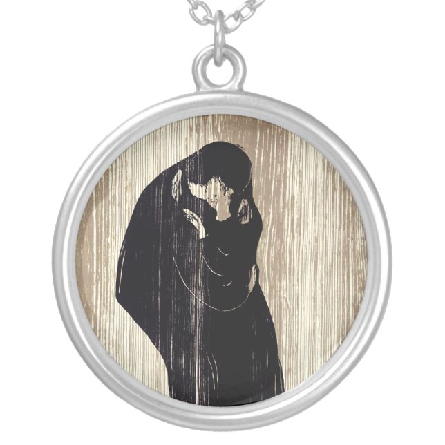 Edvard Munch - The Kiss IV Silver Plated Necklace (Front)