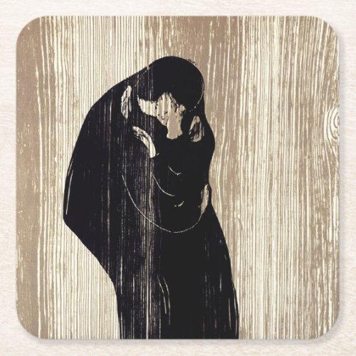 Edvard Munch _ The Kiss IV Square Paper Coaster