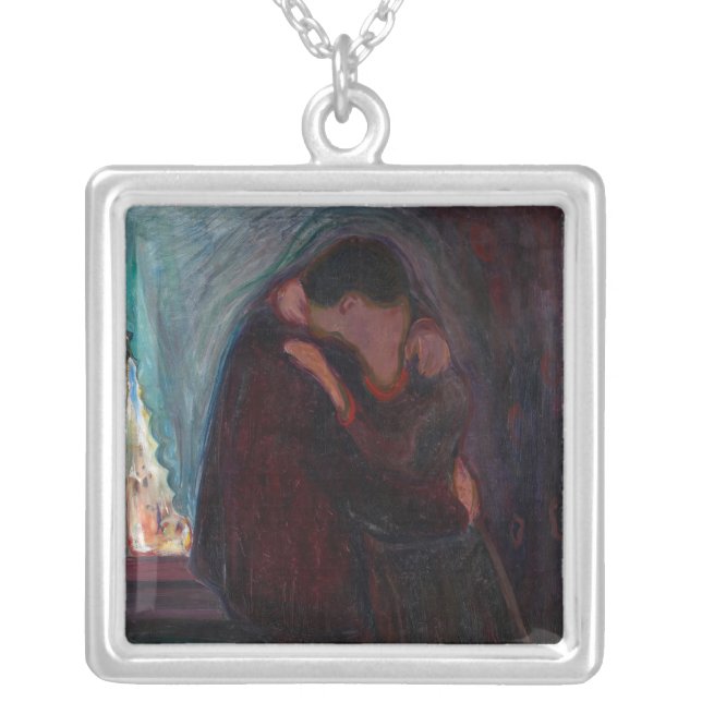 Edvard Munch - The Kiss Silver Plated Necklace (Front)