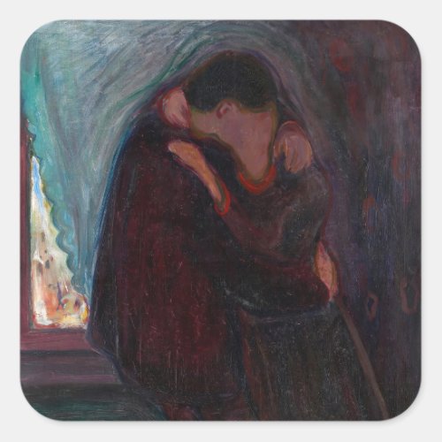 Edvard Munch _ The Kiss Square Sticker