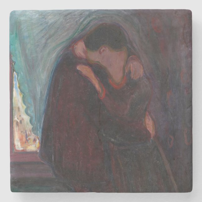 Edvard Munch - The Kiss Stone Coaster (Front)