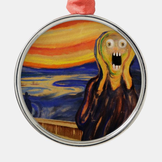 Edvard Munch The Scream Freaked Out Metal Ornament (Front)