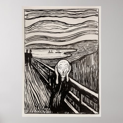 Edvard Munch The Scream Lithograph Print Famous